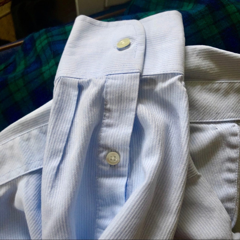 Chaps Blue Stripe Men's Button Up Dress Shirt - Picture 6 of 7